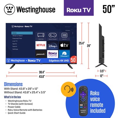 Westinghouse 50" Edgeless 4K UHD Roku TV (WR50EX4300)
