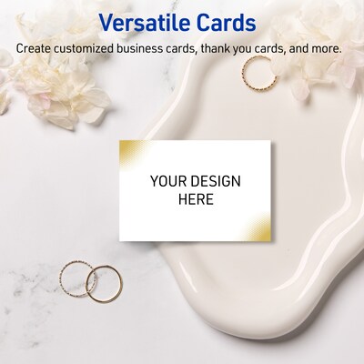 Avery Gold Blush Business Cards, 2" x 3.5", Matte White, 80/Pack (19479399604)