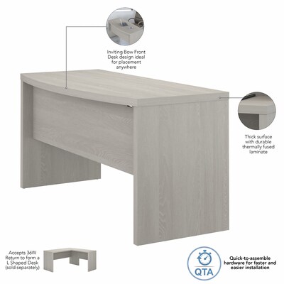Bush Business Furniture Echo Bow Front Desk, Credenza with Hutch and Mobile File Cabinet, Gray Sand (ECH036GS)