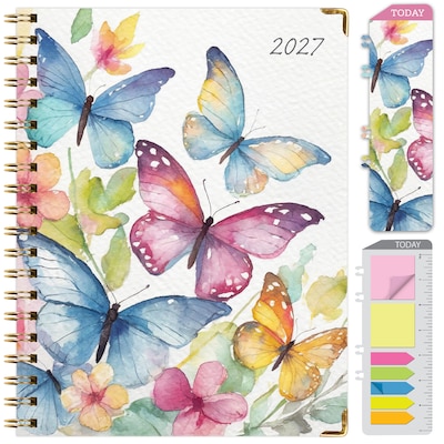 2027 Excello Brands Fashion Planner 8.5 x 11 Calendar Year Weekly & Monthly, Hardcover, Watercolor Butterflies