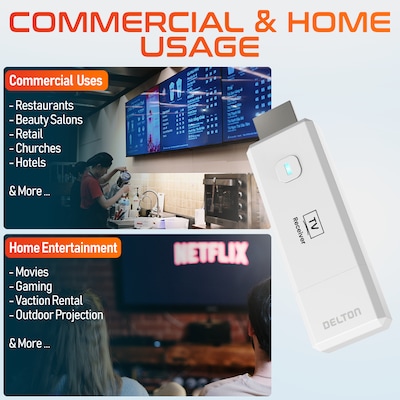 Delton D5 1080p Wireless HDMI Screen Mirroring Display Adapter, 98 ft Range, White (DVAD5WH)