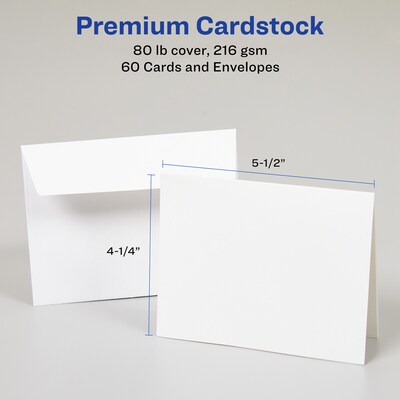 Avery Note Cards Matte General Use Notecards, White, 60/Box (05315)
