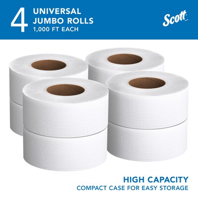 Scott Essential Recycled Jumbo Toilet Paper, 2-ply, White, 4 Rolls/Case (03148)