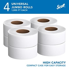 Scott Essential Recycled Jumbo Toilet Paper, 2-ply, White, 4 Rolls/Case (03148)