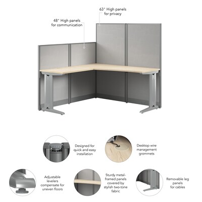 Bush Business Furniture Office in an Hour 65-inch L Cubicle Desk, Natural Elm (WC36594-03K)