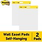 Post-it®, Self-Stick Wall Pad, 20" x 23", Unruled, Plain White, Pack of 2 (566)