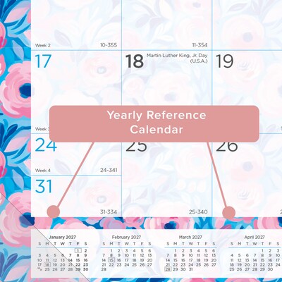 2027 Blueline Colorful Floral 22" x 17" Monthly Desk Pad Calendar (C194128-27)