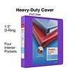 Heavy Duty 1-1/2 3 Ring View Binder with D-Rings, Purple (ST56308-CC)