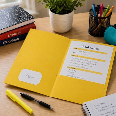 Staples Smooth 2-Pocket Paper Folder, Yellow, 25/Box (27538-CC)