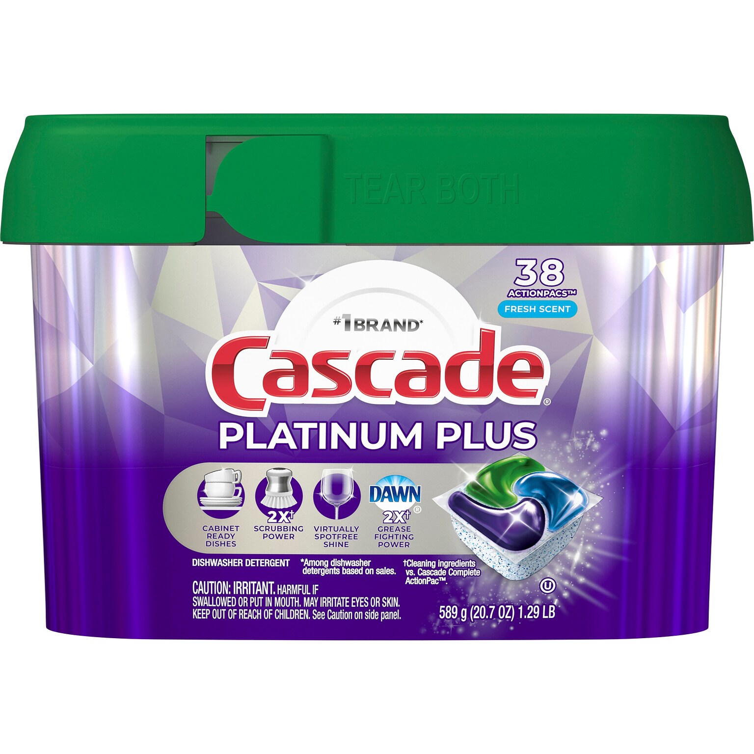 Cascade Platinum Plus ActionPacs Dishwashing Detergent Pod, Fresh Scent