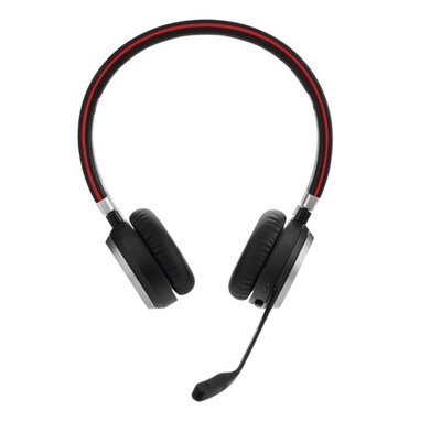 jabra Evolve 65 UC Stereo Noise Canceling Bluetooth Stereo Phone & Computer Headset, Black/Red/Silve