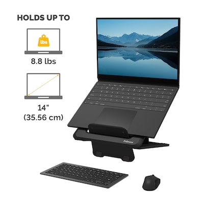 Fellowes Breyta Collection 9.25" x 10.55" Adjustable Plastic Laptop Stands, Black (100098500)