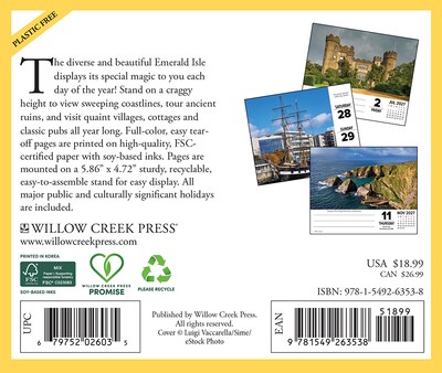 2027 Willow Creek Ireland 5.4 x 6.2 Day-to-Day Calendar (63538)