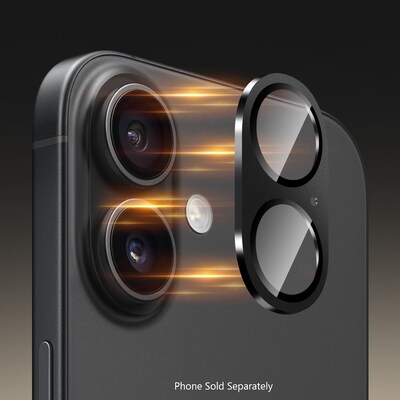 SaharaCase ZeroDamage Glass Camera Lens Protector for Apple iPhone 16/16 Plus, Black (ZD00159)