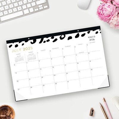 2025-2026 Blue Sky Ashley G Leopard 11" x 17" Academic Monthly Desk Pad Calendar, Black/White (149048-A26)