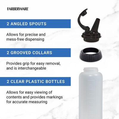 Farberware Condiment Squeeze Bottles, 12 oz., Black/Clear, 2/Pack (5309275)