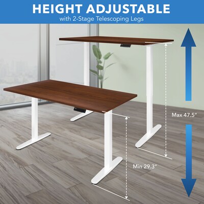Mount-It! 55"W Electric Adjustable Standing Desk, Brown/White (MI-18062)