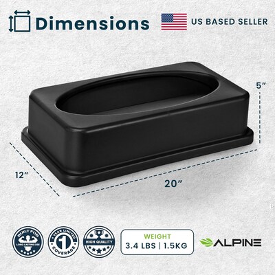 Alpine Industries Trash Can with Two Fold Drop Slot Lid, 23 Gallon, Black (477-BLK-PKG2)