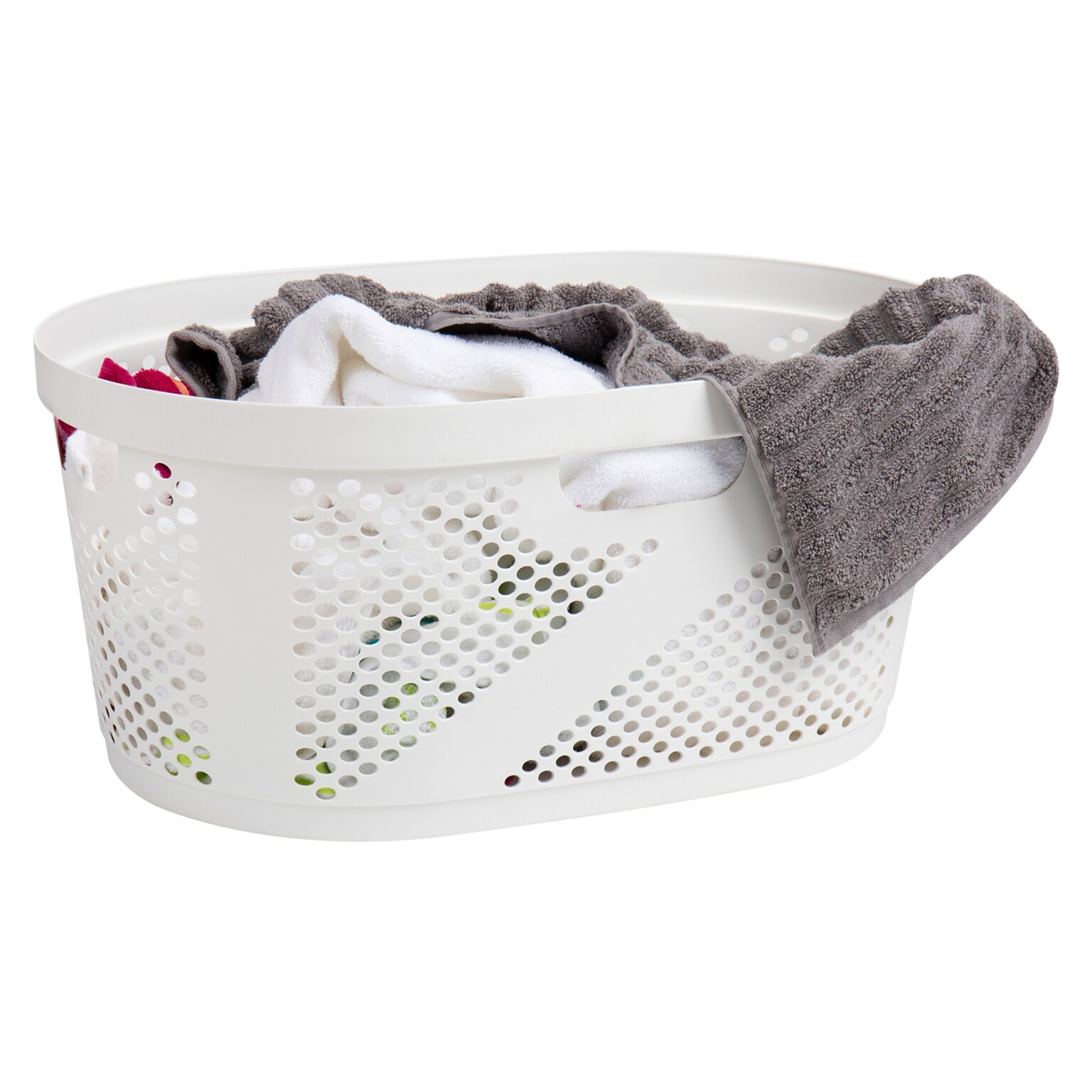 Mind Reader Wide Plastic Laundry Basket, White (HHAMP40-WHT)