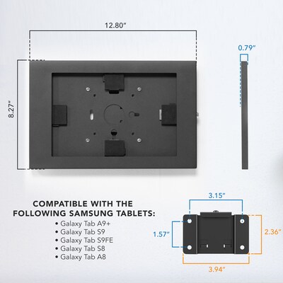 Mount-It! Anti-Theft Tablet Wall Mount for Samsung Galaxy Tab A and Tab S Tablets, Black (MI-3884B)