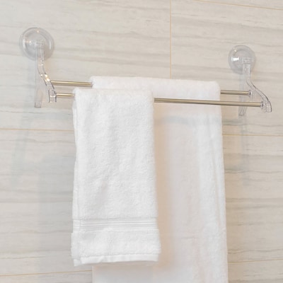 Better Houseware Plastic Suction-Cup Double Towel Bar, Clear (BTH2482)