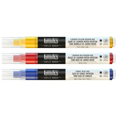 Liquitex Professional Acrylic Paint Marker, Favorite Colors, 2 mm, 3/Pack (LIQ3699243)