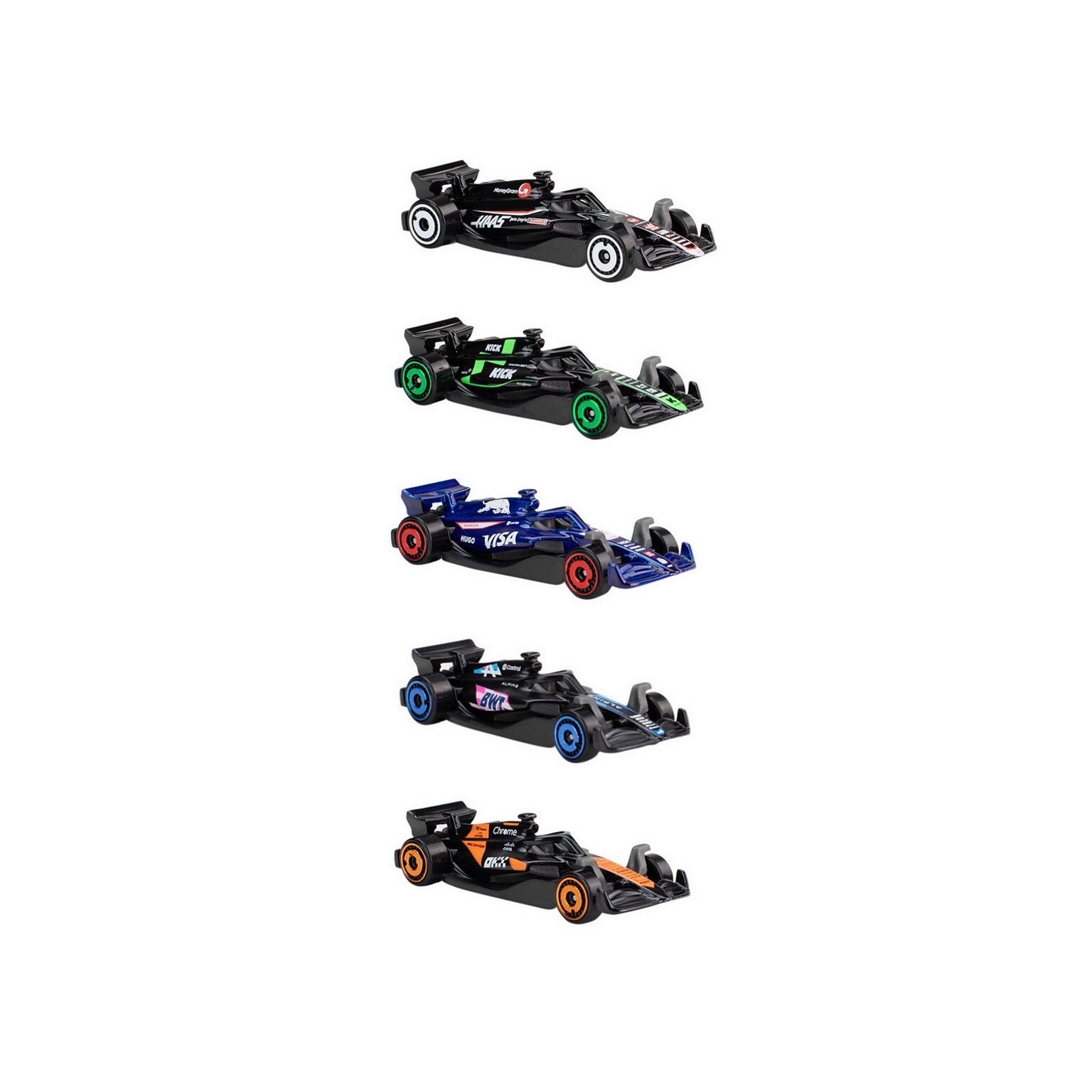 Mattel Hot Wheels Formula 1 Race Team Toy Cars, Assorted Colors, 5/Pack (JGF58-CASE)