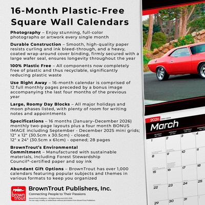 2026 BrownTrout Dodge Challenger 12" x 12" Monthly Wall Calendar (9798330707614)