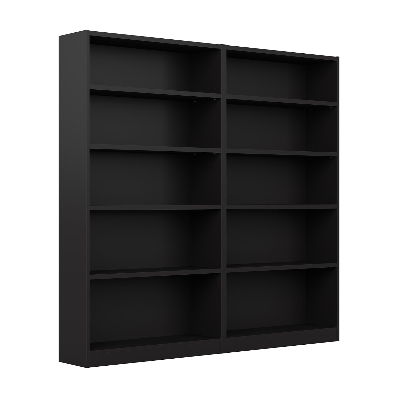 Bush Furniture Universal 72H 5-Shelf Bookcase with Adjustable Shelves, Classic Black, 2/Set (UB003BL)