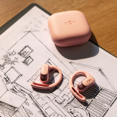 Shokz OpenFit Air True Wireless Active Noise Canceling Open-Ear Earbuds with Charging Case, Bluetooth, Pink (T511-ST-PK-US)