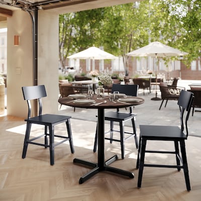 Flash Furniture Acadia 36 Round Wooden Dining Table with X-Base, Dark Brown/Black Base (STRD36WBRT3030)