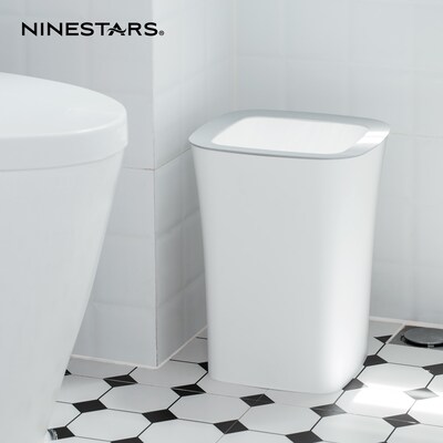 NineStars Stainless Steel Indoor Open Top Trash Can, 3.2 Gallons, White, (OTT-12-11S)