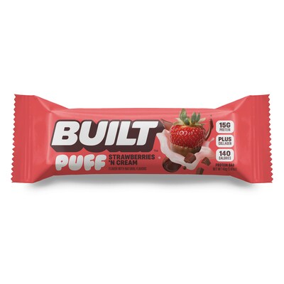 Built Puff Strawberries 'N Cream Protein Bar, 1.41 oz., 12 Bars/Box (BUI30590)