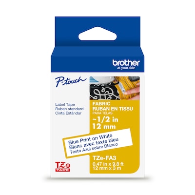 Brother P-touch Fabric Label Tape, 1/2 x 9.8, Navy Blue on White (TZeFA3)