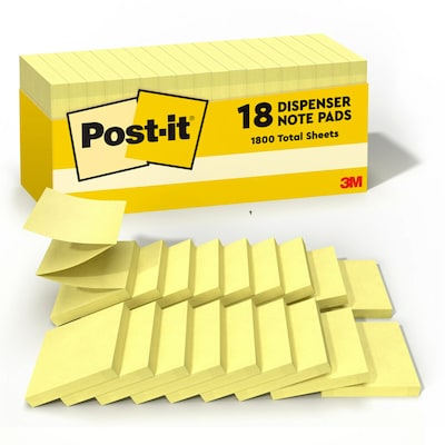 Post-it Pop-up Notes, 3 x 3, Canary Collection, 90 Sheet/Pad, 18 Pads/Pack (R330-18CP)