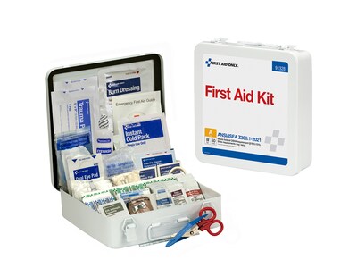 First Aid Only Metal First Aid Kit, ANSI 2021 Class A, 50 People, 184 Pieces (91328)