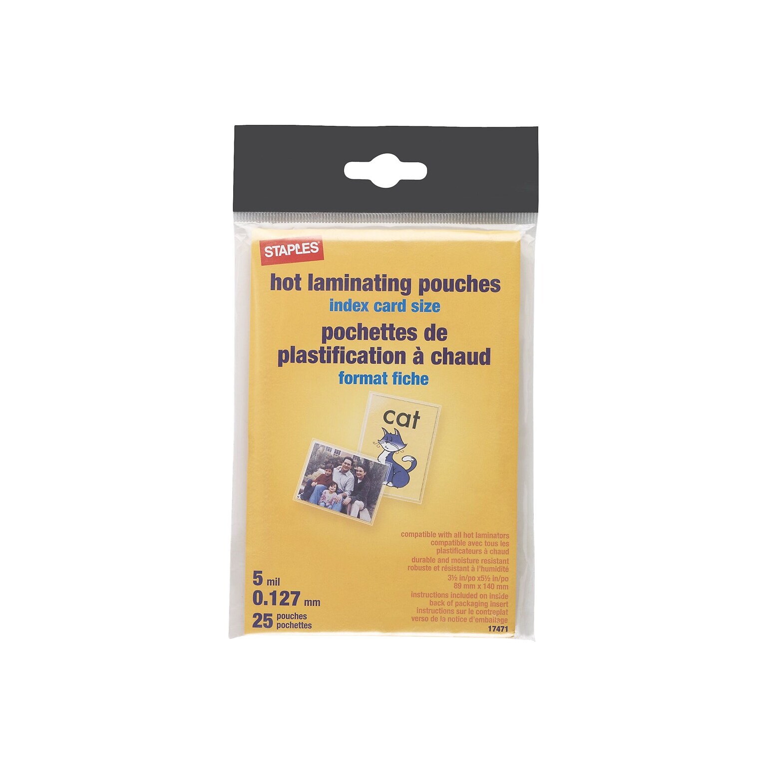 Staples Thermal Laminating Pouches, Index Card Size, 3.5 x 5.5 Inches, 5 Mil, 25/Pack