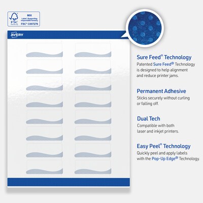 Avery Laser/Inkjet Rectangle Multipurpose Labels, 1" x 2-5/8", White, 160/Pack (S00-ETX)