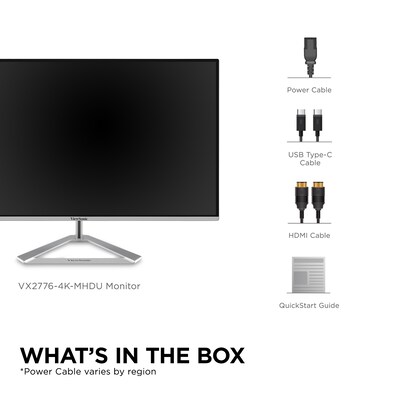ViewSonic Thin-Bezel 27" 4K Ultra HD 60Hz LED Monitor, Silver (VX2776-4K-MHDU)