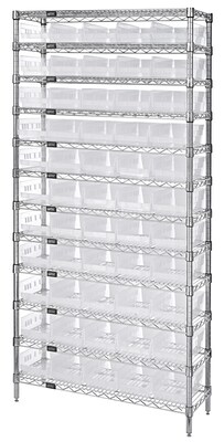 Quantum Storage Systems Bin Wire Shelving System with 55 Bins, 74H x 36W x 24D, Chrome (WR12-106CL)
