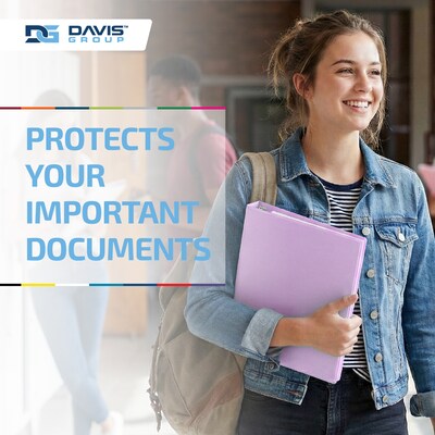 Davis Group, 1", 8.5" x 11", Round Ring View Binder, Assorted Pastel Colors, 6/Pack (7411-88-04)