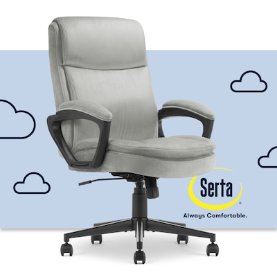 Serta Comfort Ergo Ergonomic Velvet Fabric Swivel Executive Chair, Gray (CCHR10016C)