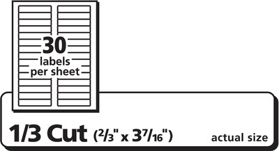 Avery Sure Feed Laser/Inkjet File Folder Labels, 2/3" x 3-7/16", Glossy Clear, 450 Labels/Pack (5029)