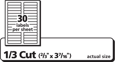 Avery TrueBlock Laser/Inkjet File Folder Labels, 2/3" x 3 7/16" Clear, 450 Labels Per Pack (5029)