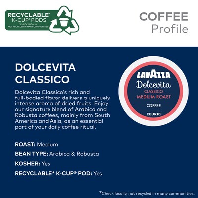 Lavazza Classico Coffee Keurig® K-Cup® Pods, Medium Roast, 88/Carton (6001CT)