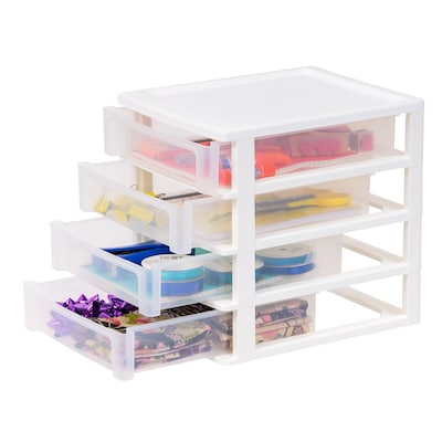 Iris 4-Drawer Desktop Unit, White/Clear, 2/Pack (587013)