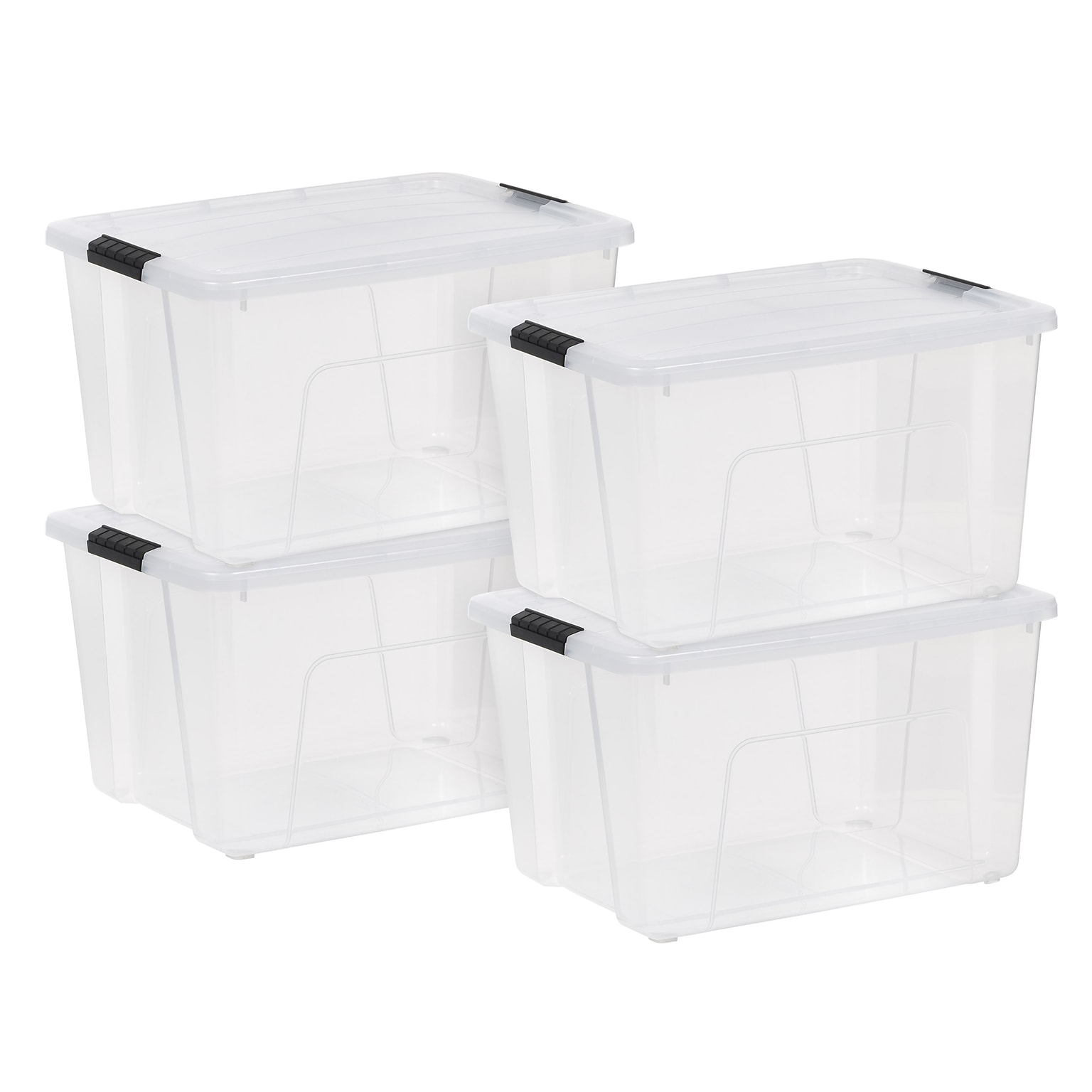 Iris 60 Quart Storage Container with Lid, Plastic, Clear, 4/Pack (500294)
