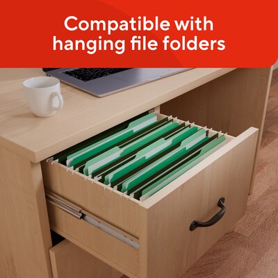 Staples File Folders, Letter Size, 1/3-Cut Tabs, Assorted Positions, Green, Durable Paper Stock, 100/Pack