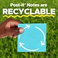 Post-it Recycled Super Sticky Pop-up Notes, 3" x 3", Oasis Collection, 90 Sheet/Pad, 10 Pads/Pack (R33010SST)
