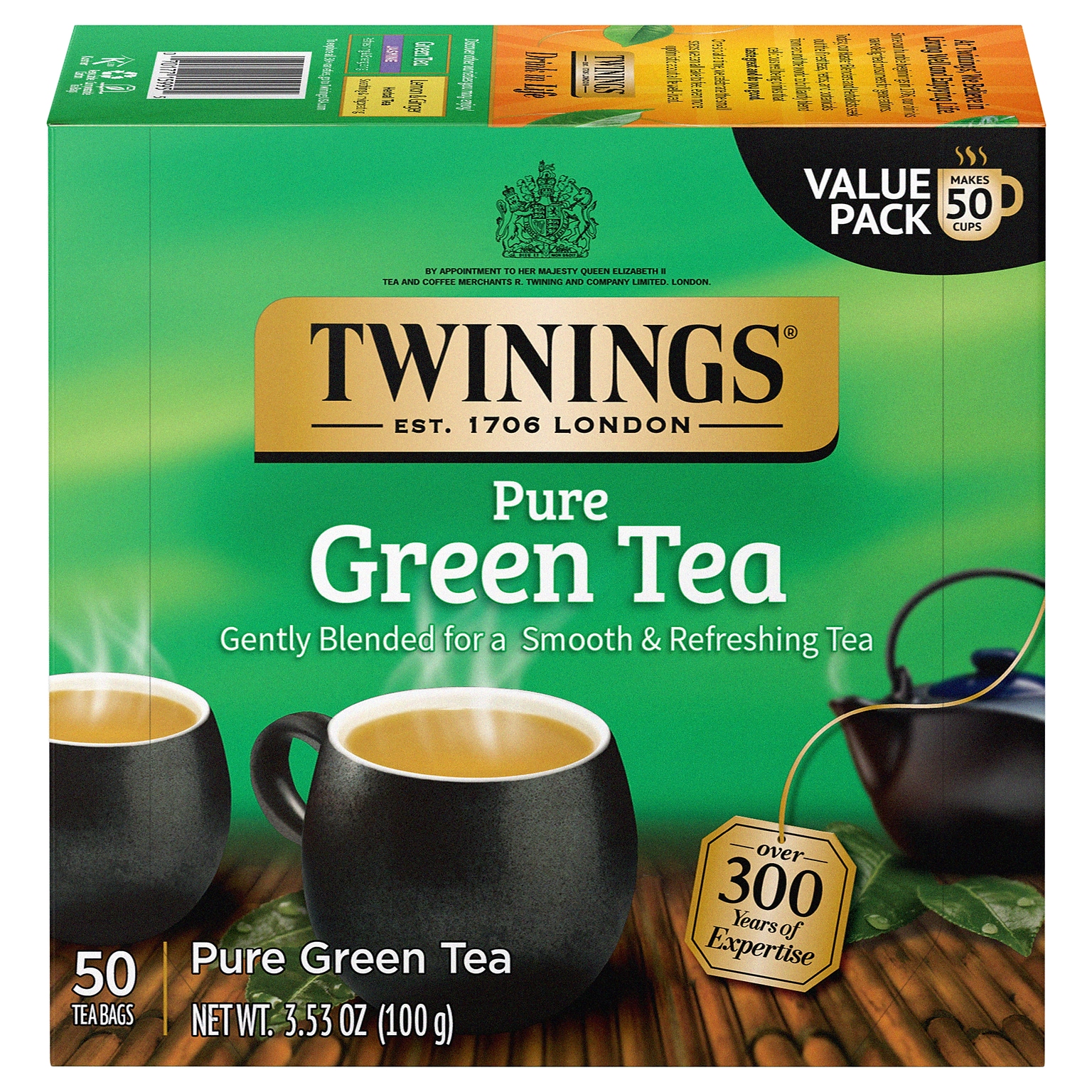 Twinings Pure Green Tea Bags, 50/Box (TNA82224)